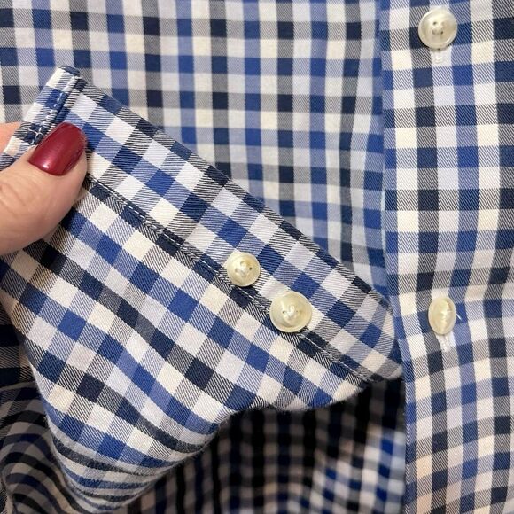 Tasso Elba Mens Button Down Dress Shirt w Contrast Cuffs Big Tall 17-17.5” Neck - Picture 6 of 12